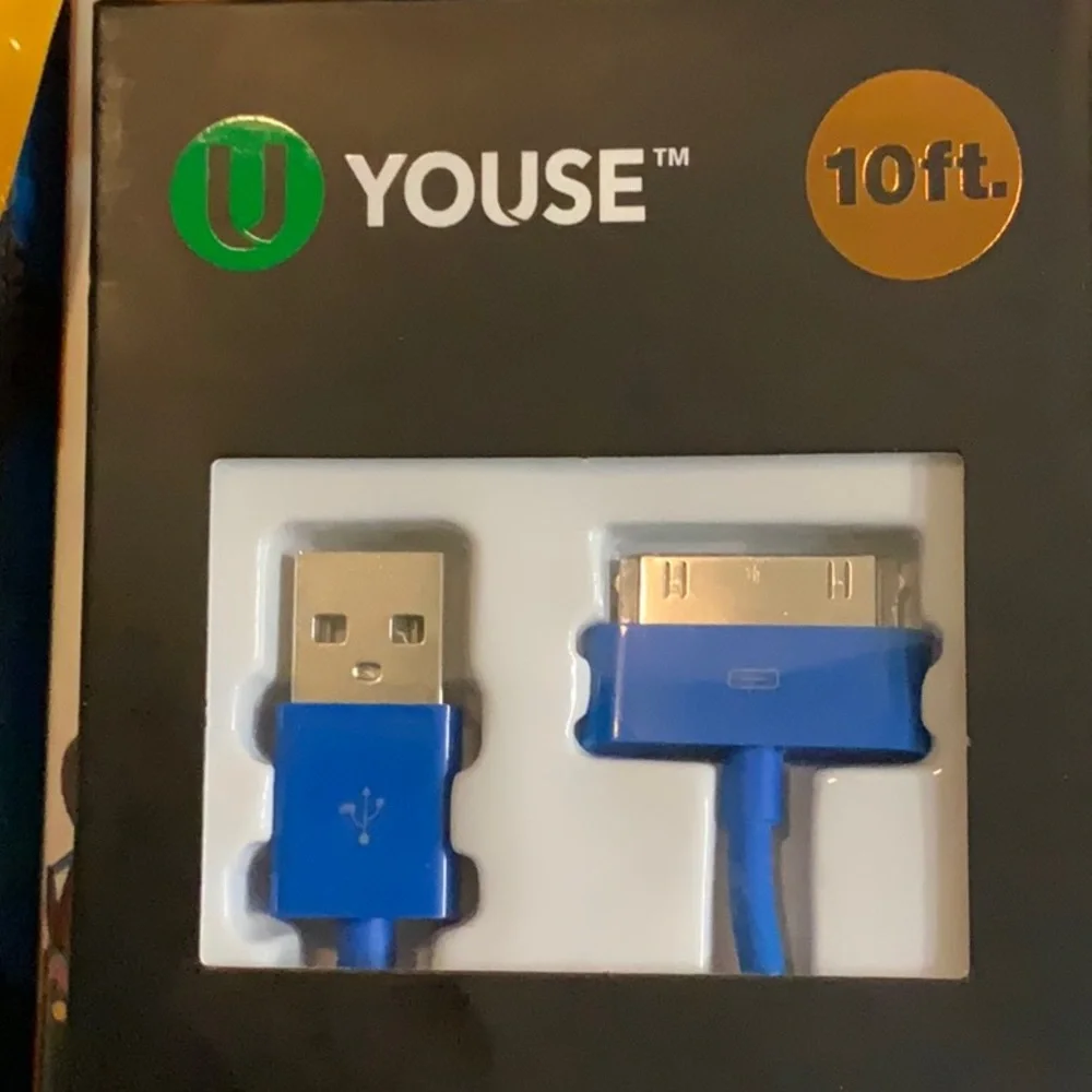 Youse 10Ft. Premium 30-Pin Blue Charging Cable for Mobile Devices